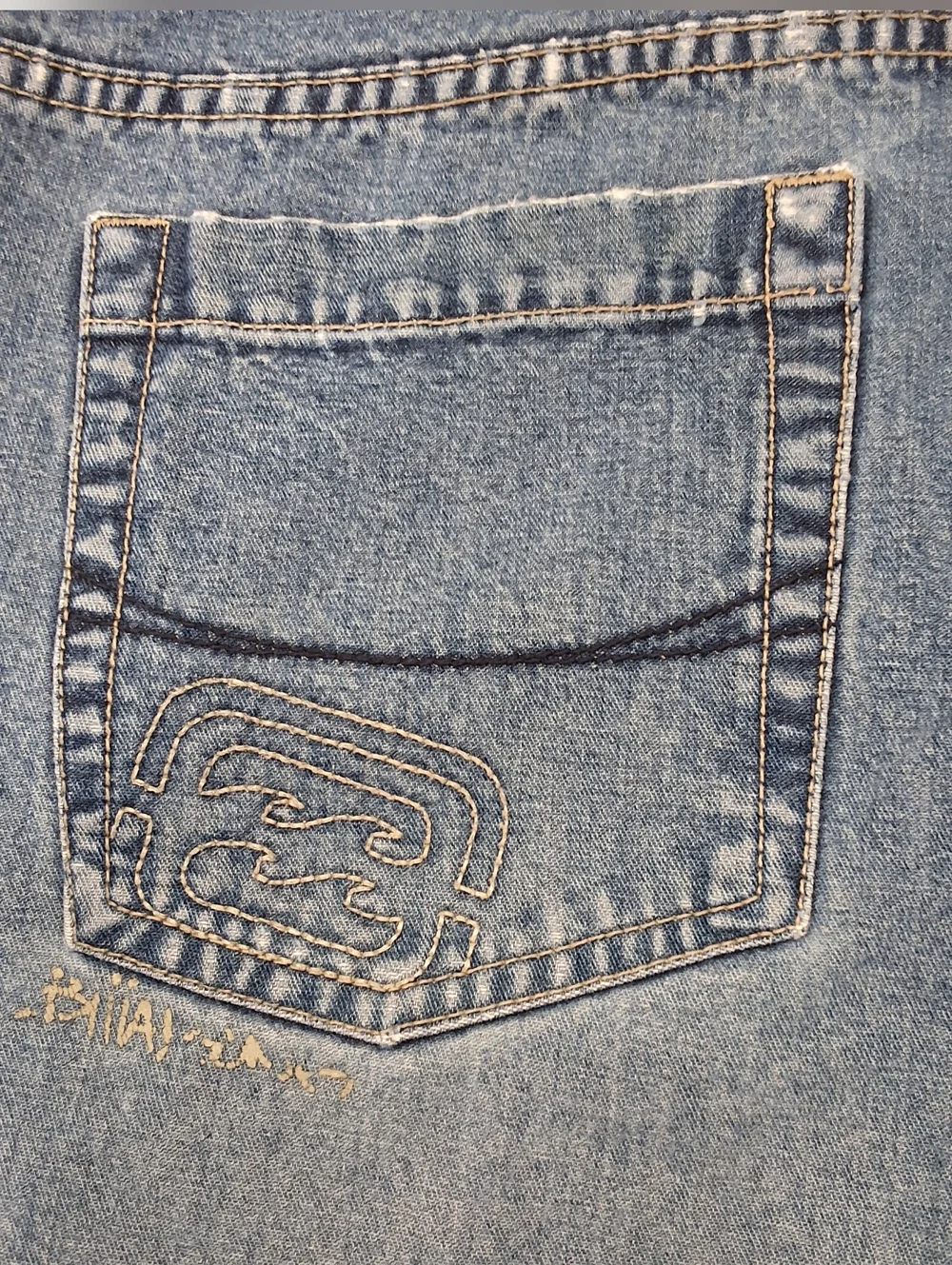 Billabong~Mens Wide Leg Relaxed Denim Jeans~Medium Blue Wash~Thrashed Skater~34 - Picture 5 of 10